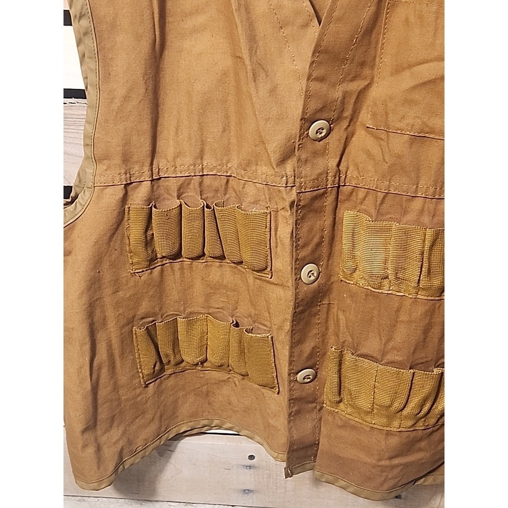 Vtg Saf-T-Bak Hunting Small Game Vest Canvas Game Pouch Men's M Vintage USA - Picture 2 of 10